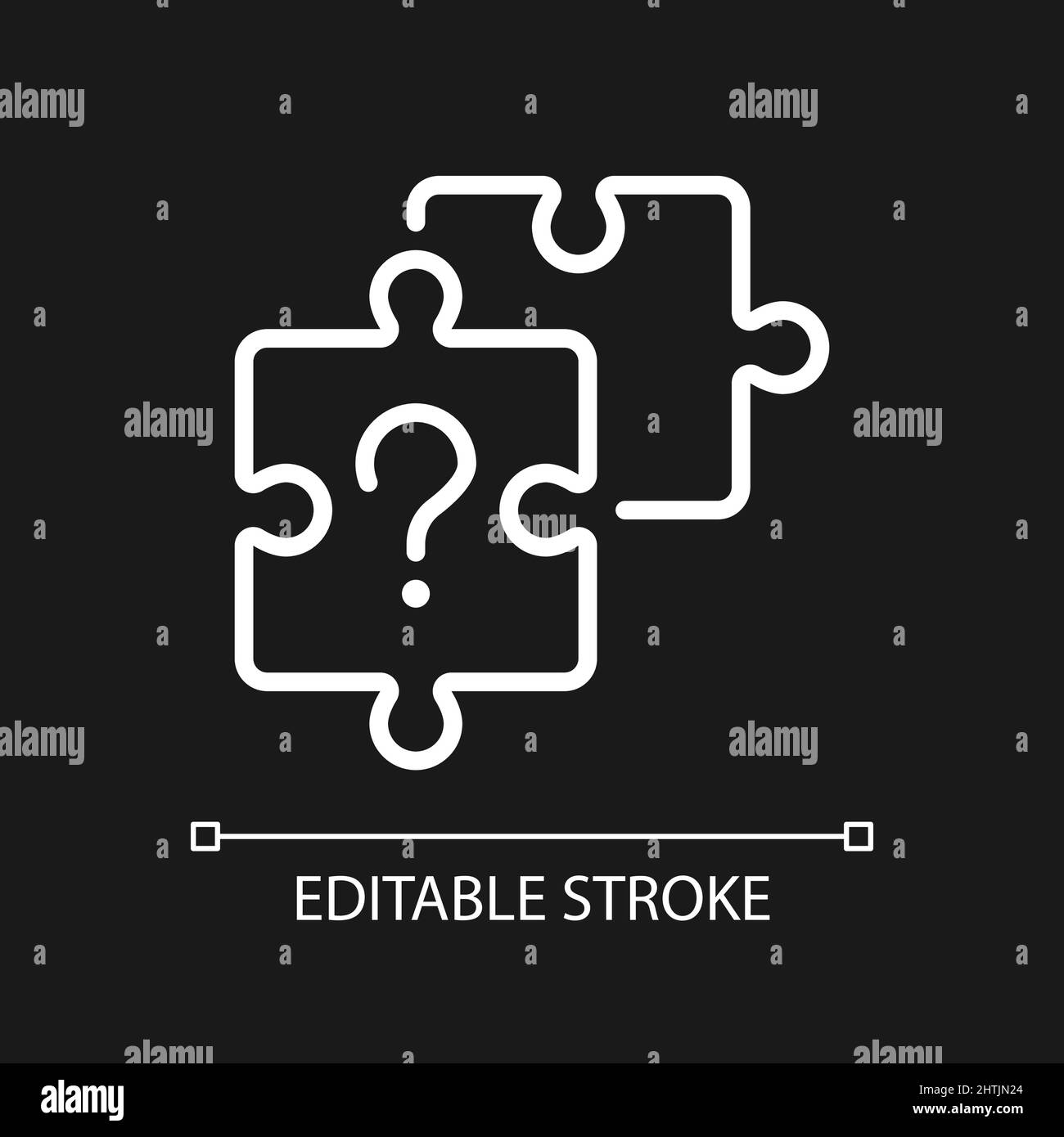 Unsolved puzzle white linear icon for dark theme Stock Vector