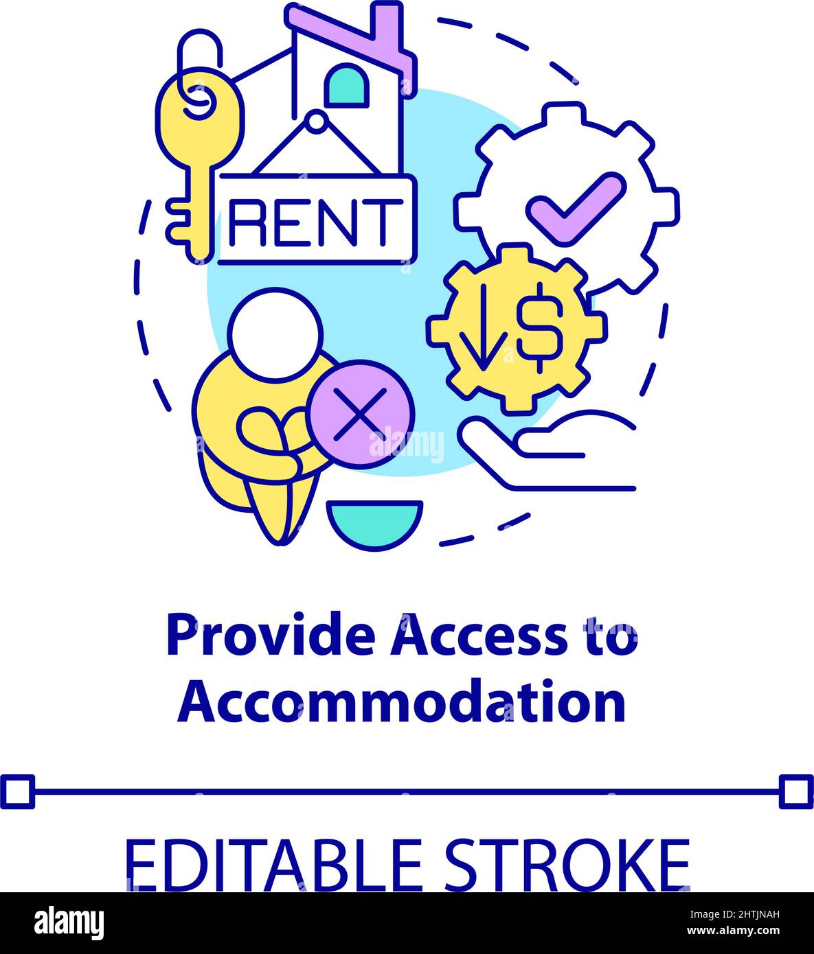 Provide access to accommodation concept icon Stock Vector