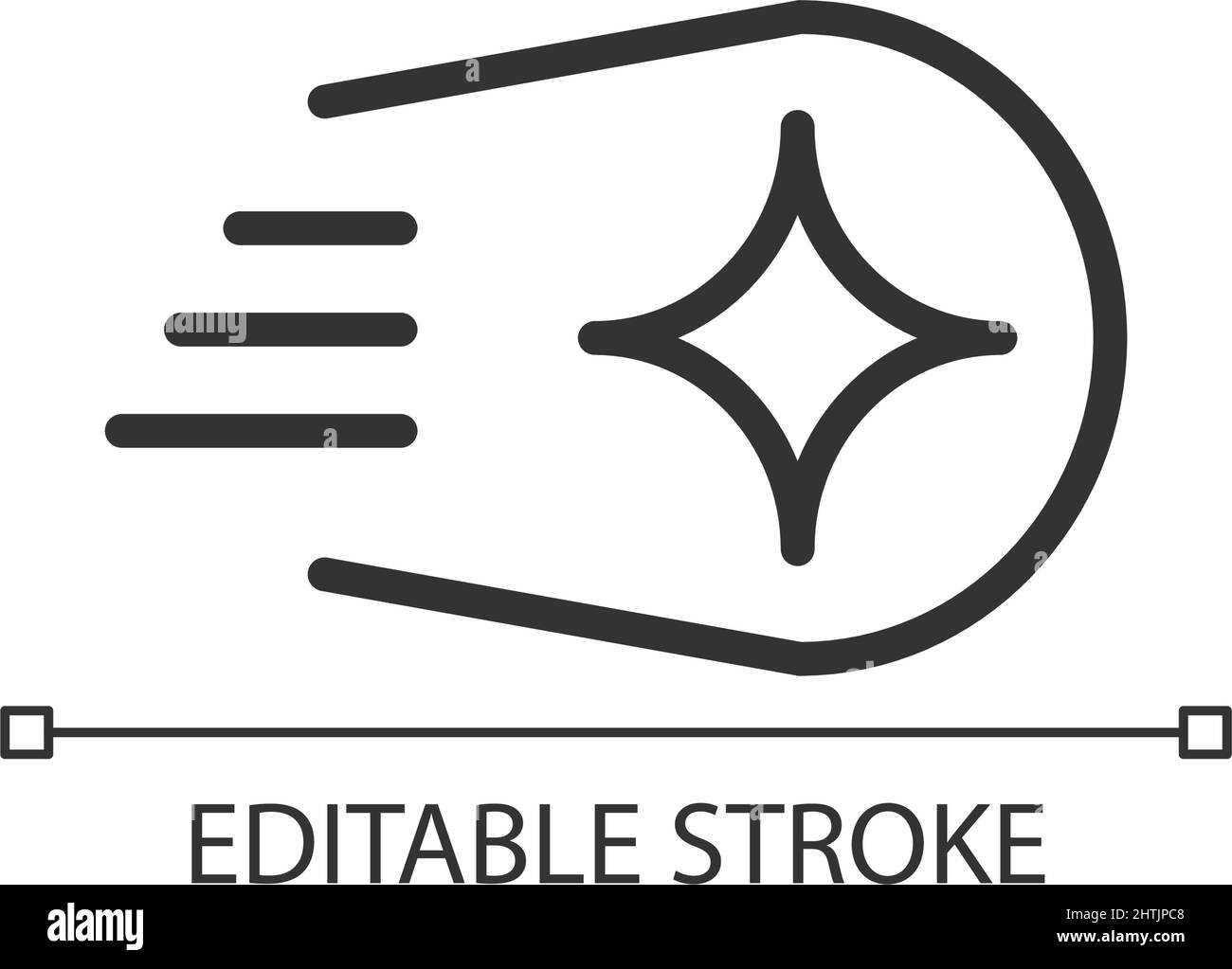 Comet pixel perfect linear icon Stock Vector
