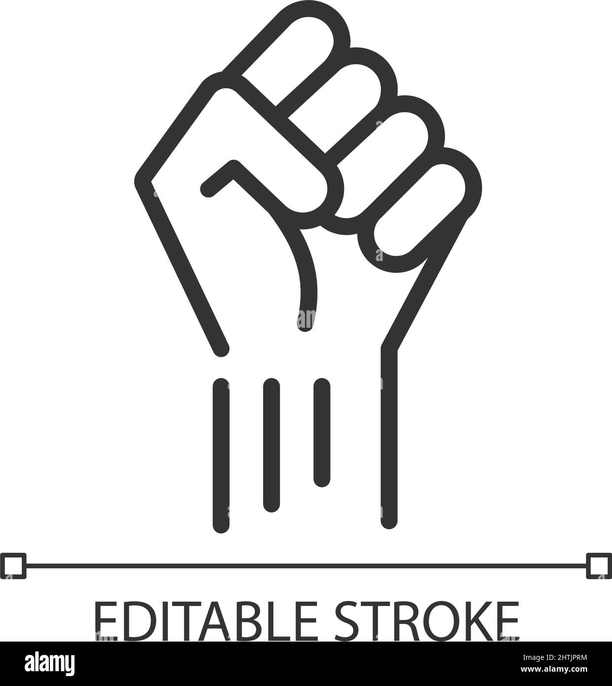 Fist up pixel perfect linear icon Stock Vector
