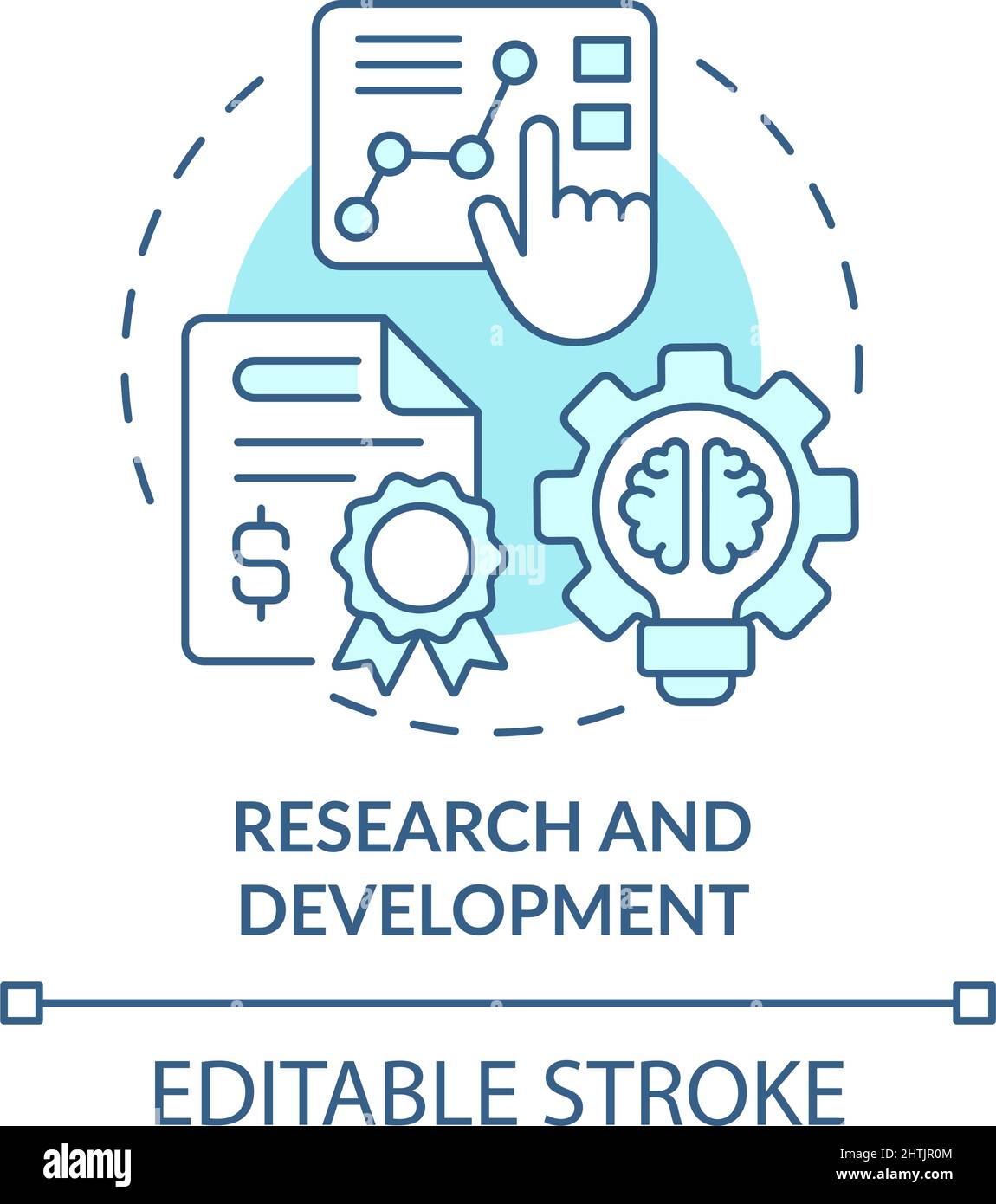 Research and development turquoise concept icon Stock Vector