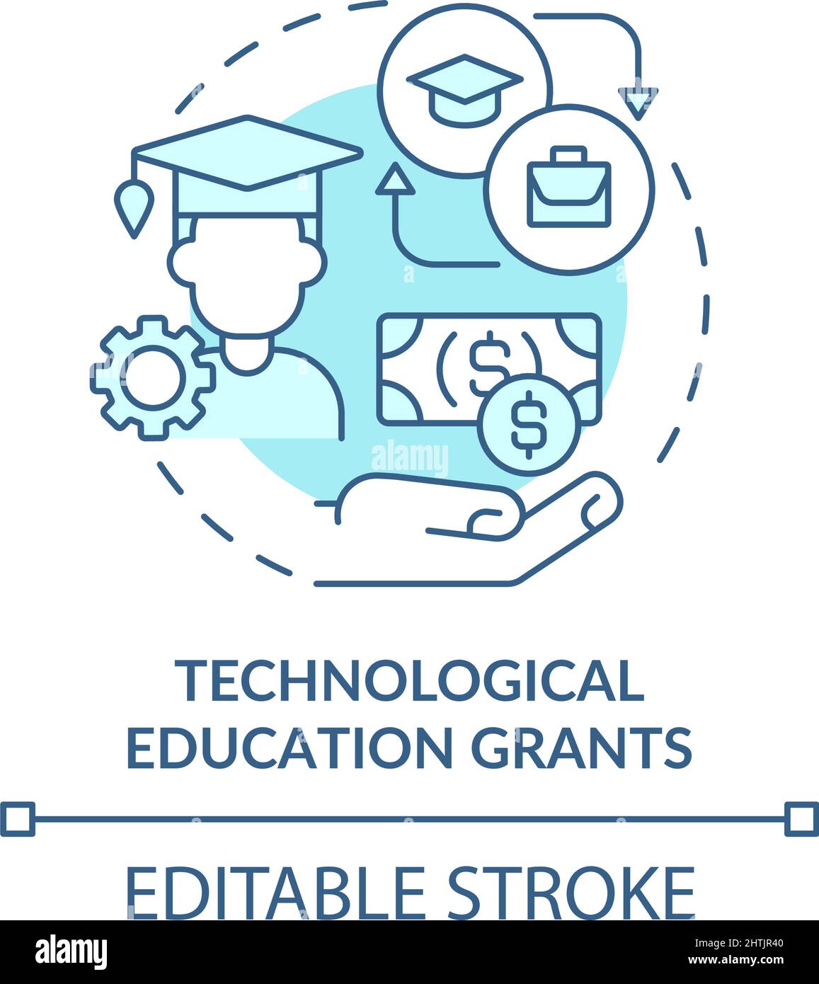 Technological education grants turquoise concept icon Stock Vector