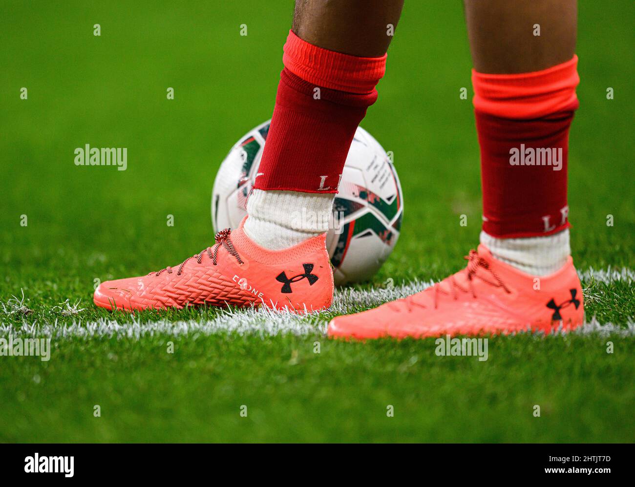 27 February 2022 - Chelsea v Liverpool - Carabao Cup - Final - Wembley  Stadium The Under Amour boots of Liverpool's Trent Alexander-Arnold during  the Carabao Cup Final at Wembley Stadium. Picture
