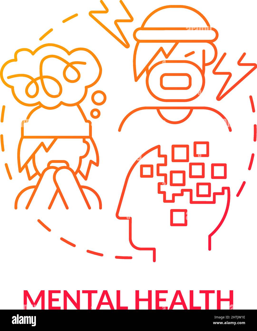 Mental health red gradient concept icon Stock Vector