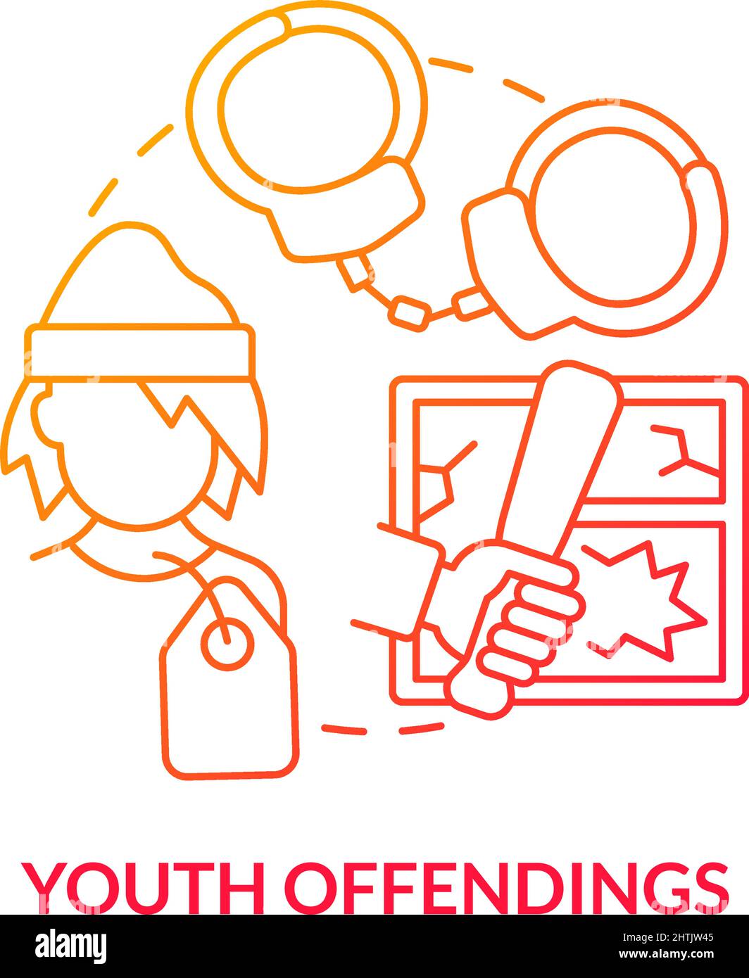 Youth offendings red gradient concept icon Stock Vector