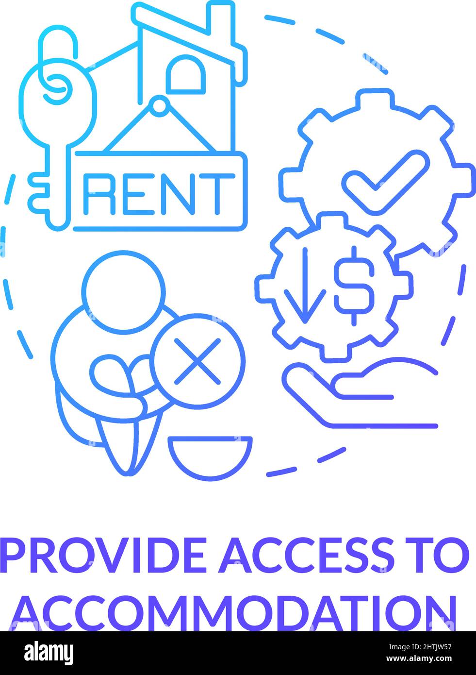 Provide access to accommodation blue gradient concept icon Stock Vector