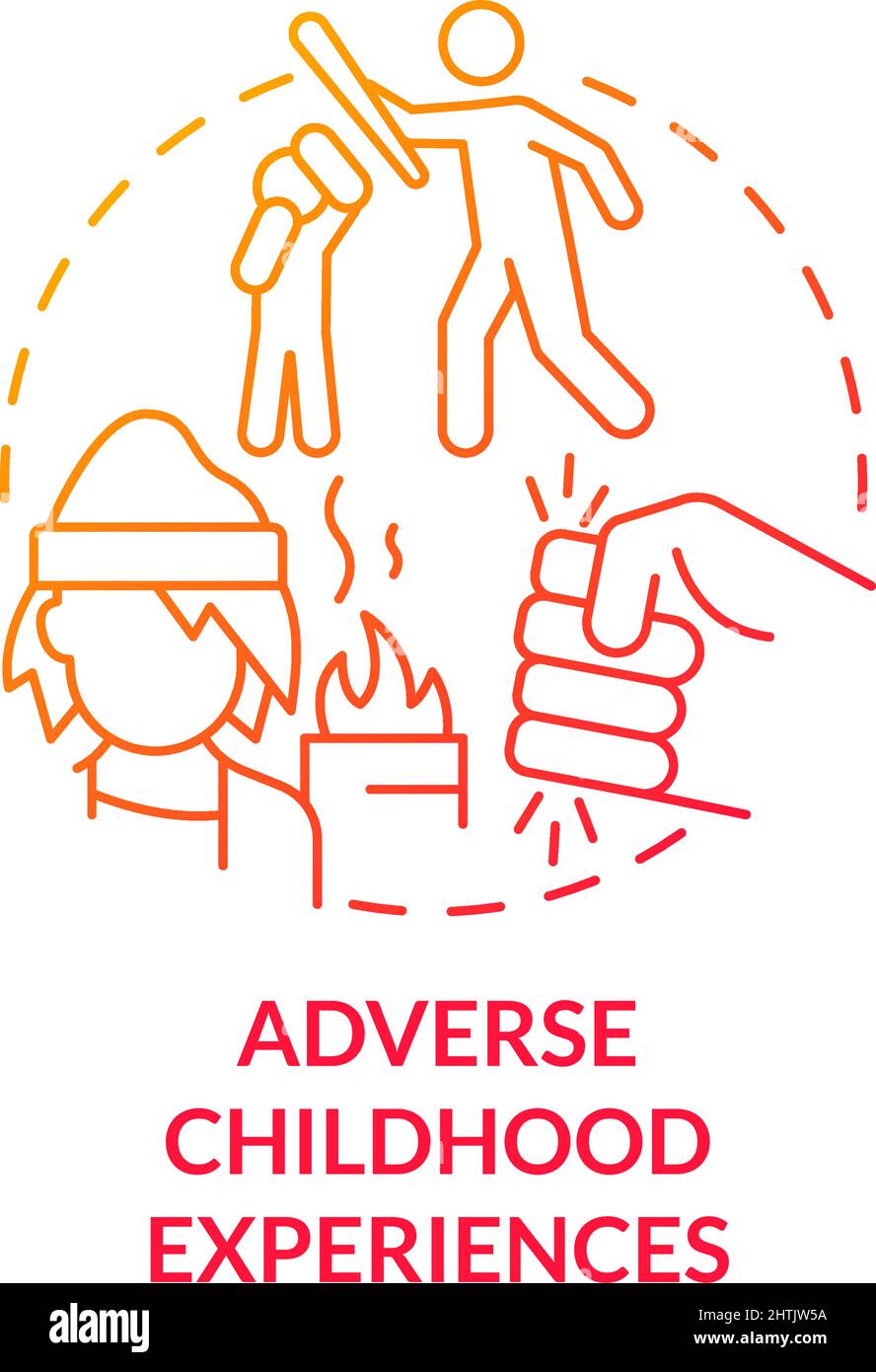 Adverse childhood experience red gradient concept icon Stock Vector