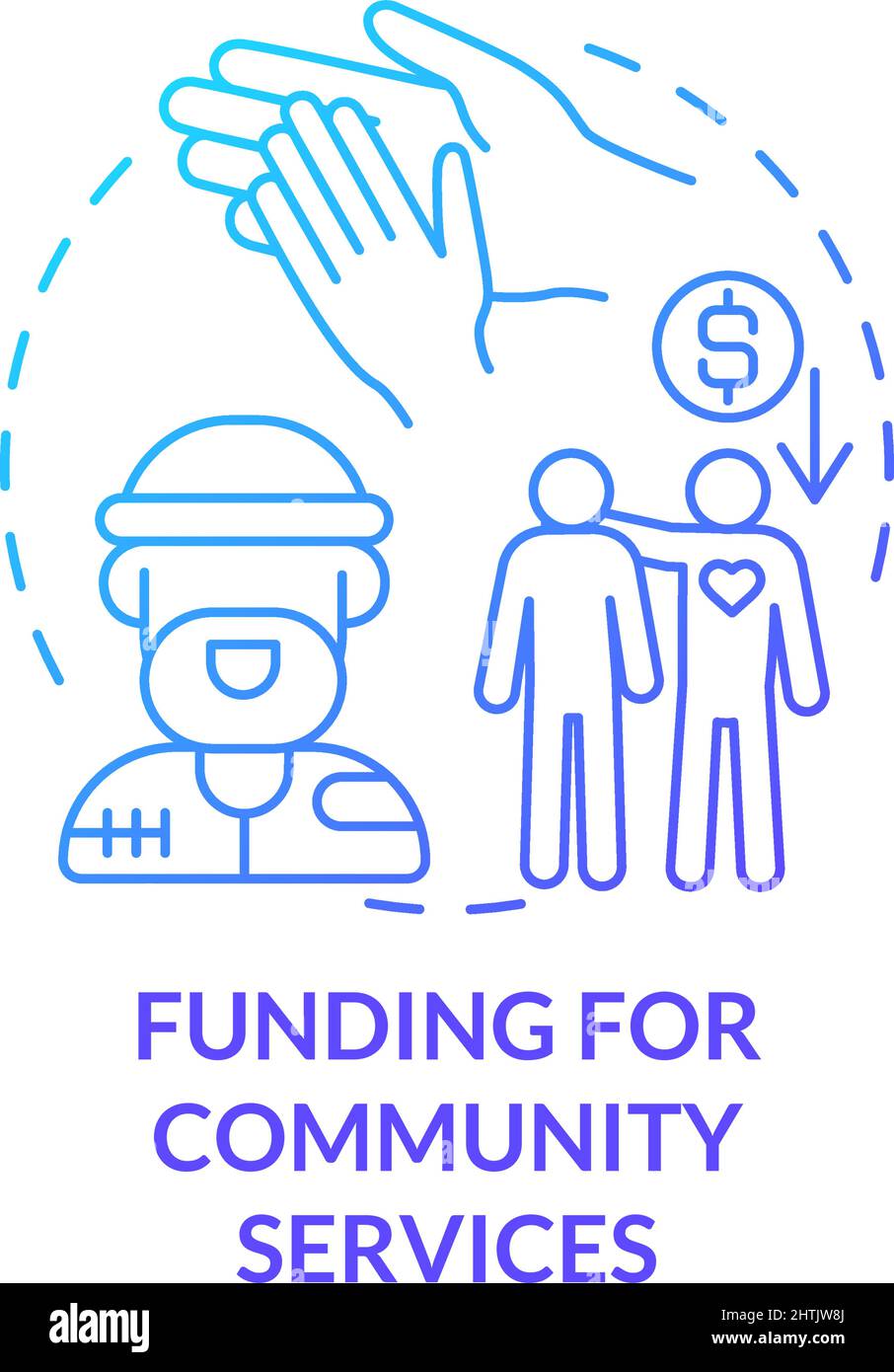 Funding for community services blue gradient concept icon Stock Vector