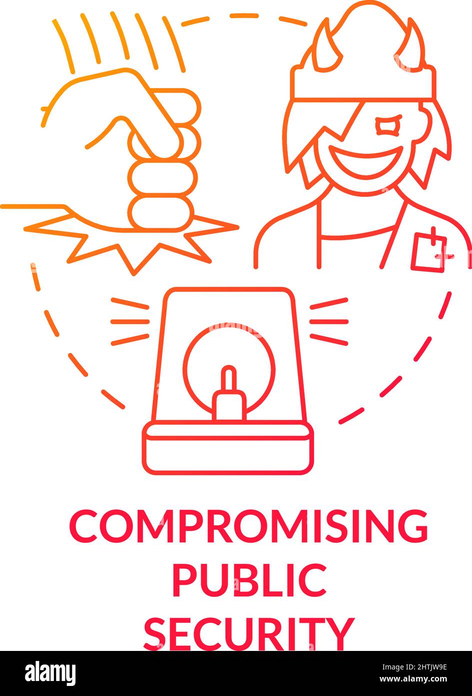 Compromising public security red gradient concept icon Stock Vector