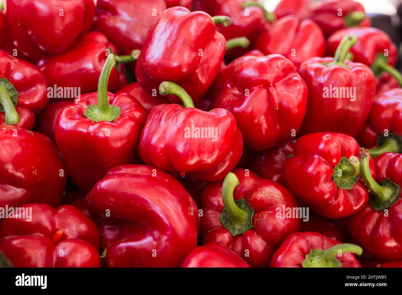 Display bright red bell peppers hi-res stock photography and images - Alamy