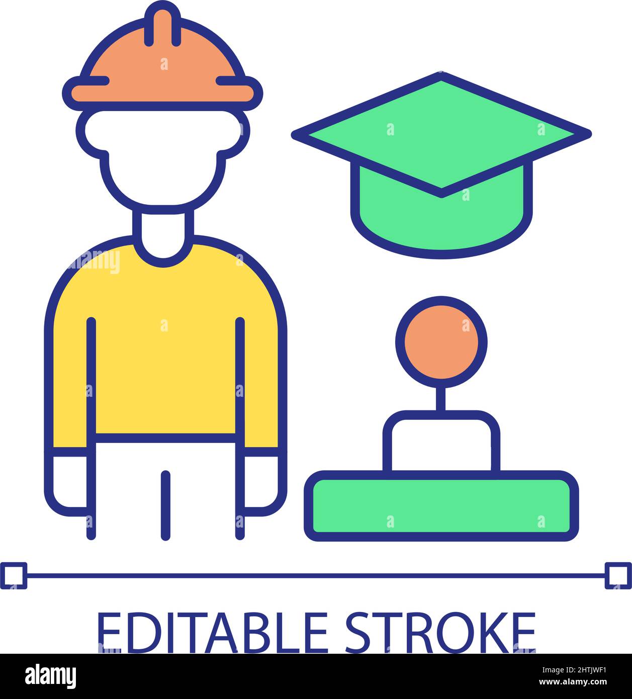 Technological education for workforces RGB color icon Stock Vector