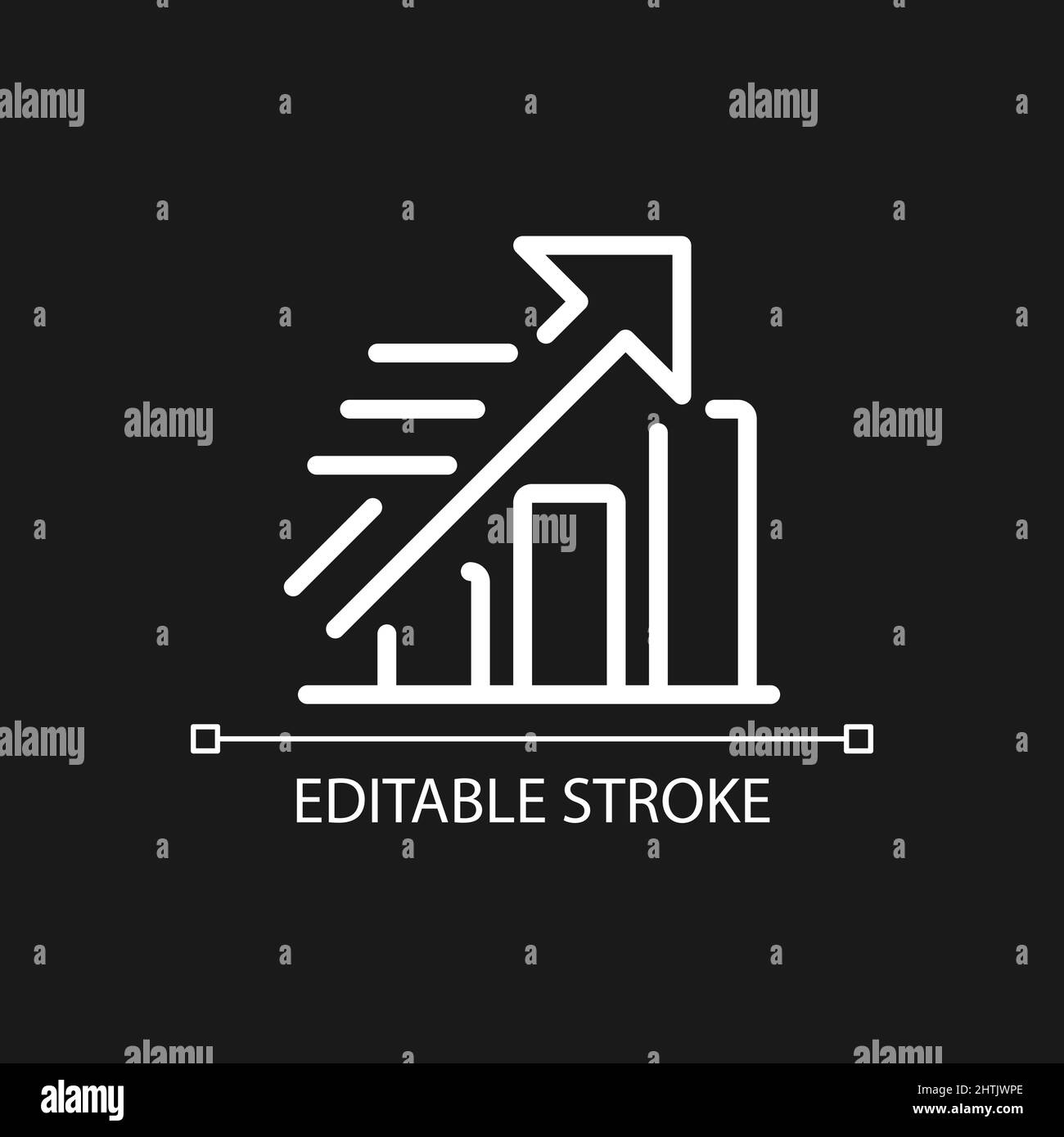 Growing statistics pixel perfect white linear icon for dark theme Stock ...