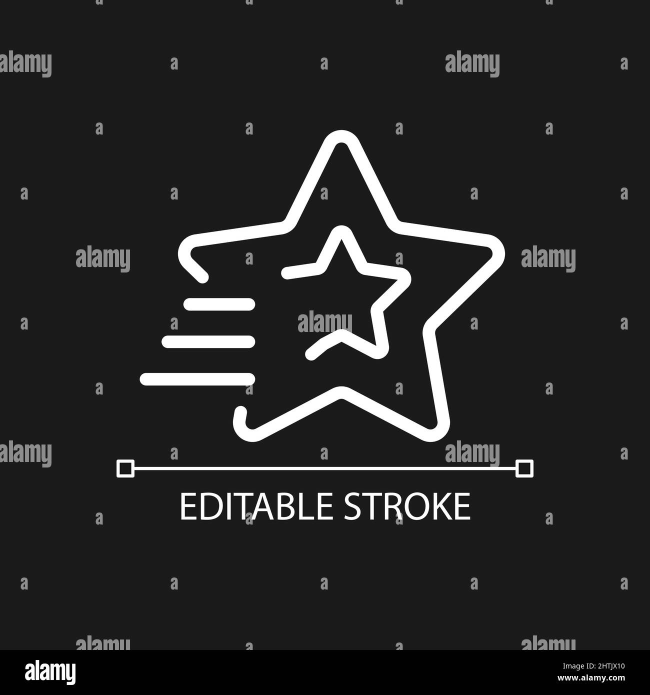 Shooting star pixel perfect white linear icon for dark theme Stock Vector
