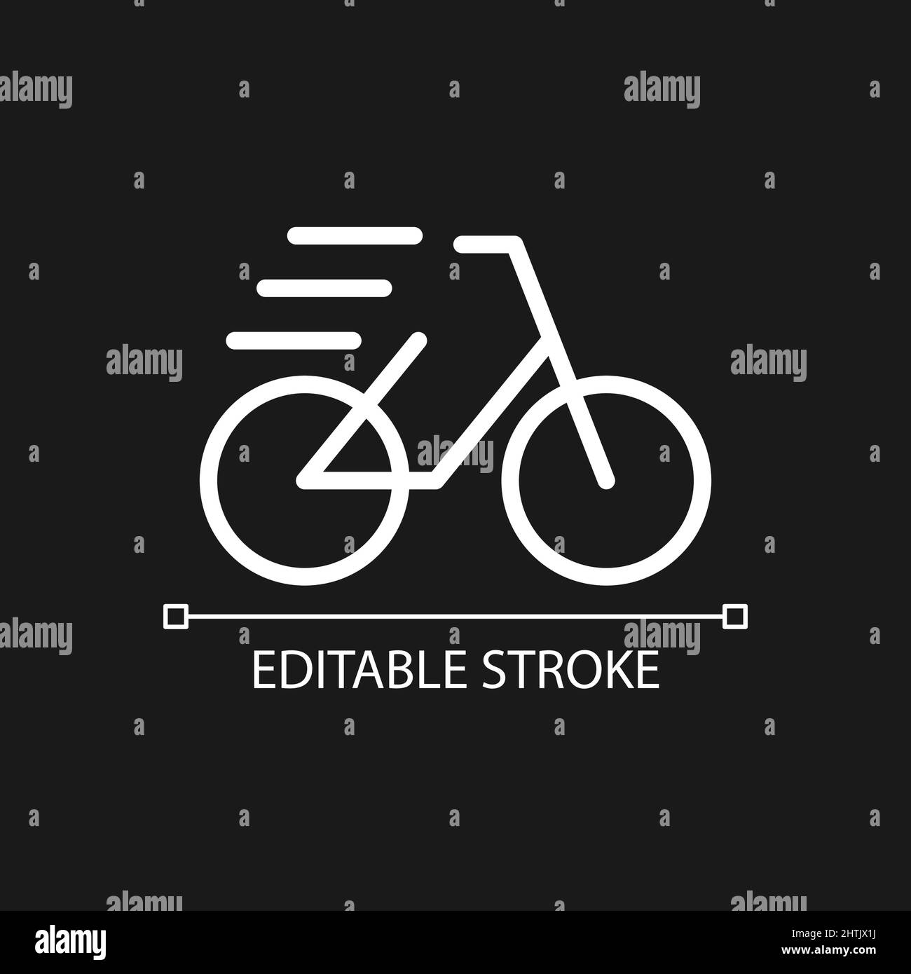 Bicycle pixel perfect white linear icon for dark theme Stock Vector