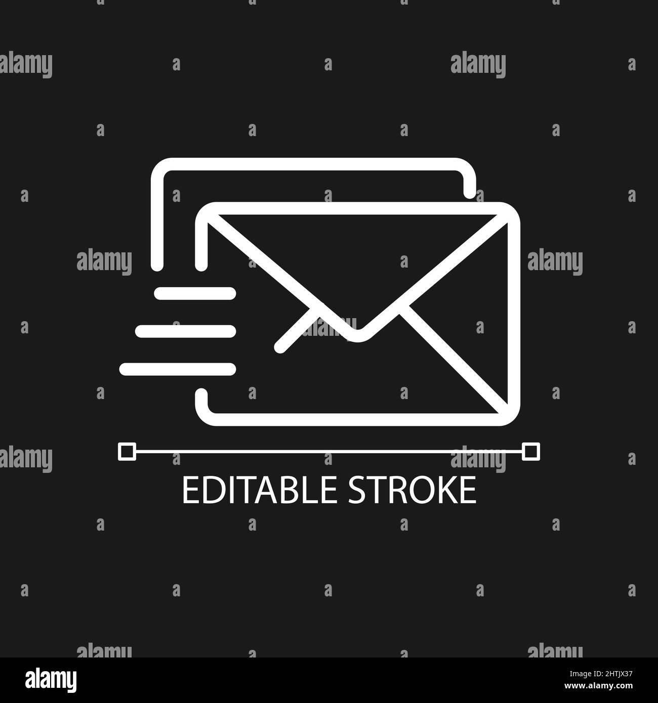 Mail pixel perfect white linear icon for dark theme Stock Vector