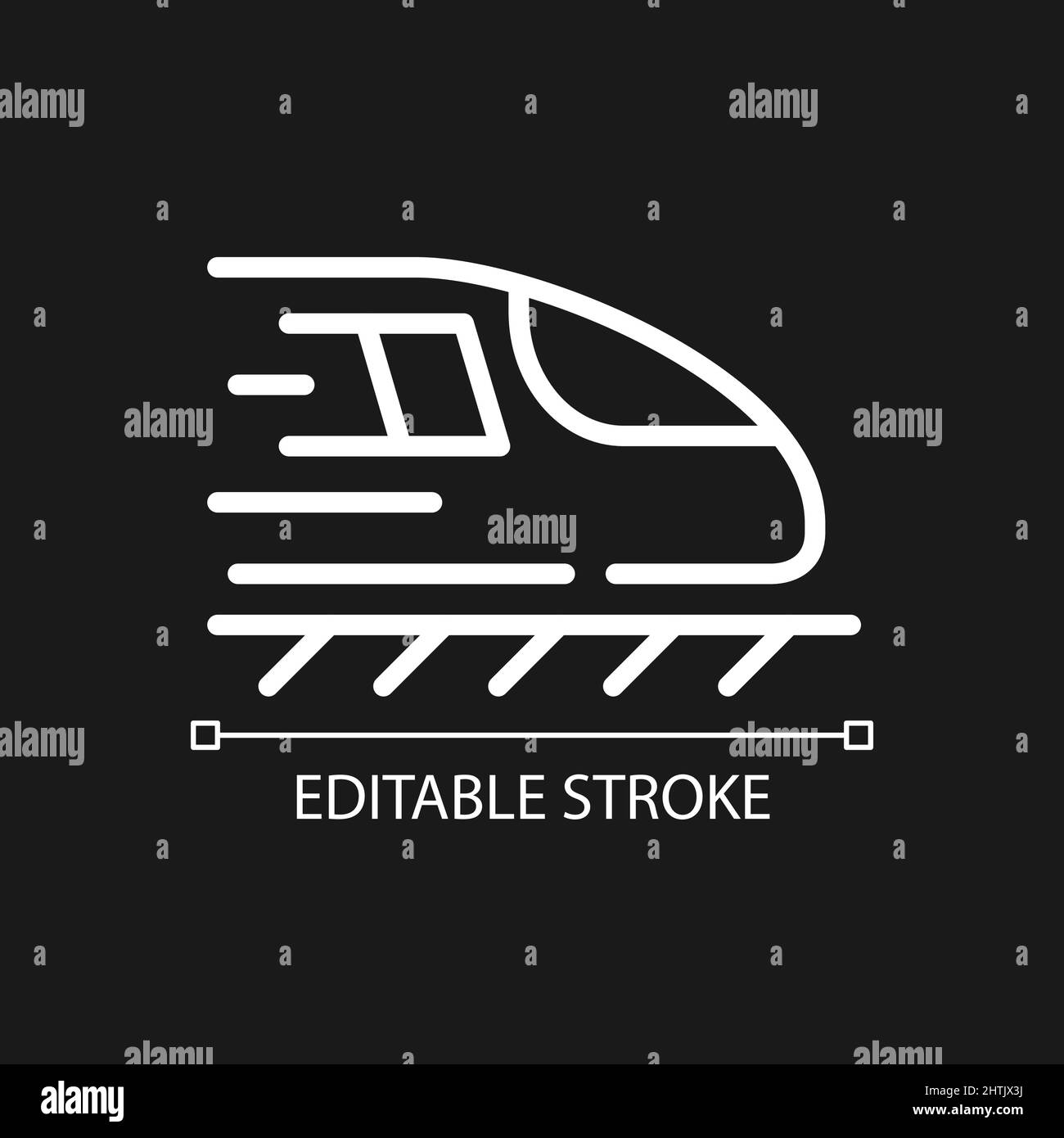 Train pixel perfect white linear icon for dark theme Stock Vector