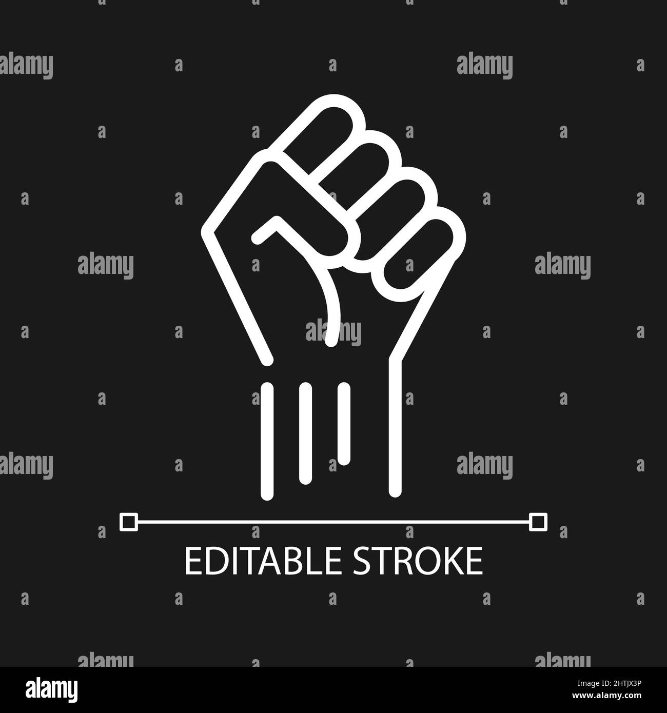 Fist up pixel perfect white linear icon for dark theme Stock Vector