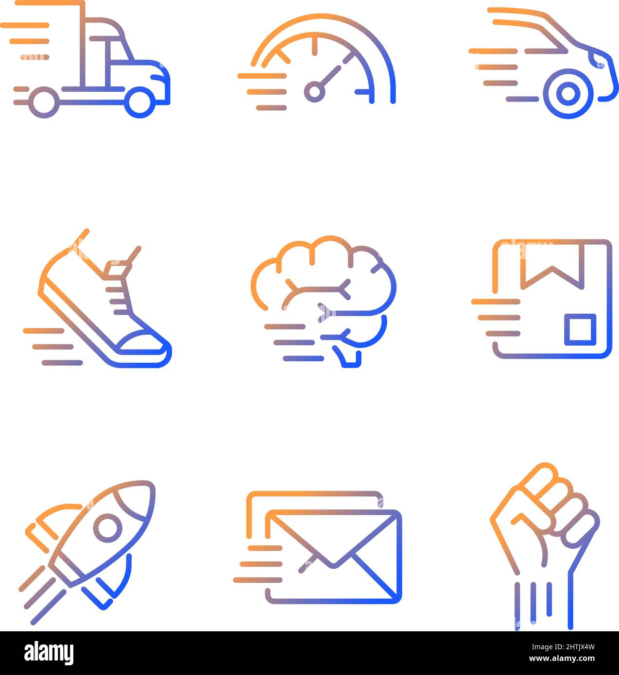 Motion and speed gradient linear vector icons set Stock Vector