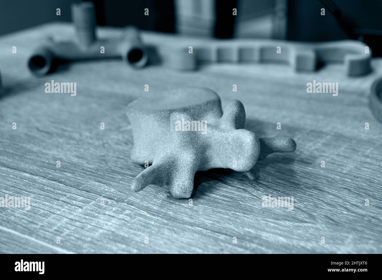 Prototype of human heart and art objects printed on 3d printer. Stock Photo