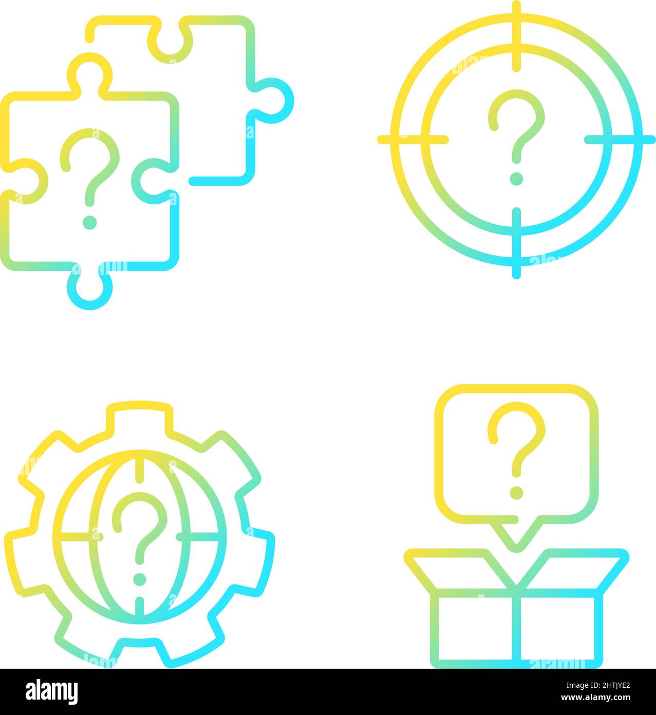 Searching of new problem solutions gradient linear vector icons set ...