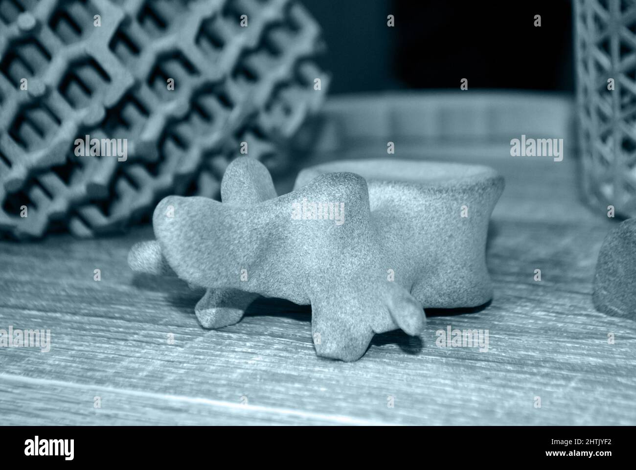 Prototype of human heart and art objects printed on 3d printer. Stock Photo