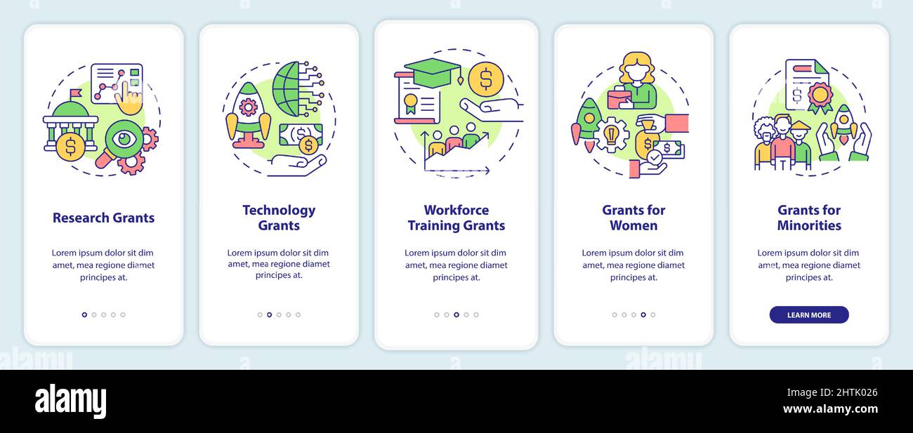Types of grants onboarding mobile app screen Stock Vector Image & Art ...