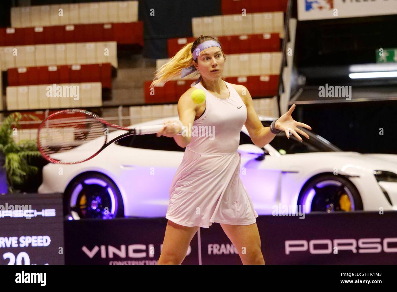 Stefanie Voegele (SUI) in action against Elsa Jacquemot (FRA) during