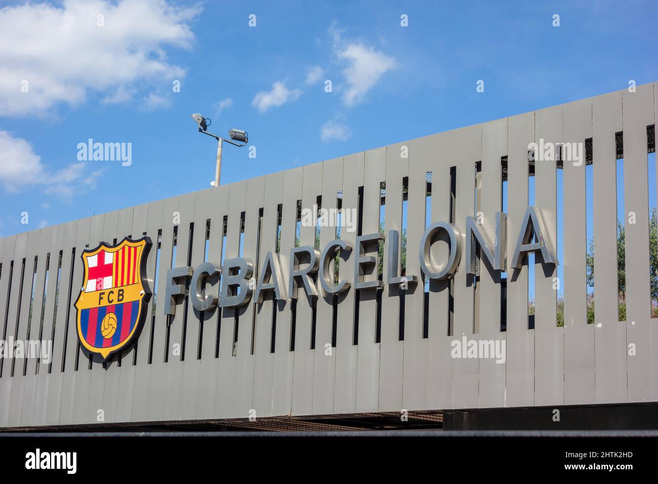 BARCELONA, SPAIN - OCTOBER 4, 2019 Camp Nou for FC Barcelona with blue sky and a few clouds Stock Photo