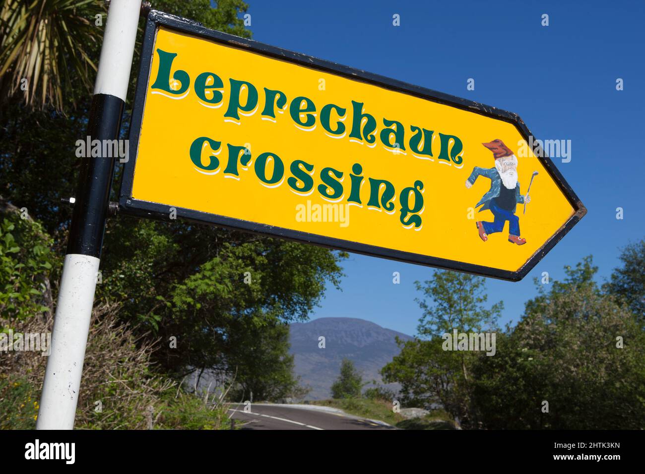 Leprechaun crossing road sign, Killarney National Park, Killarney
