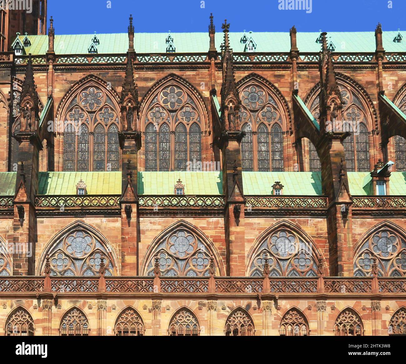 Details of the Gothic cathedral Notre-Dame de Strasbourg in Alsace. Stock Photo