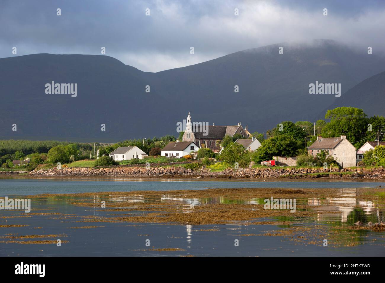 Cloghane Village on Brandon Bay, Dingle Peninsula, County Kerry, Ireland Stock Photo
