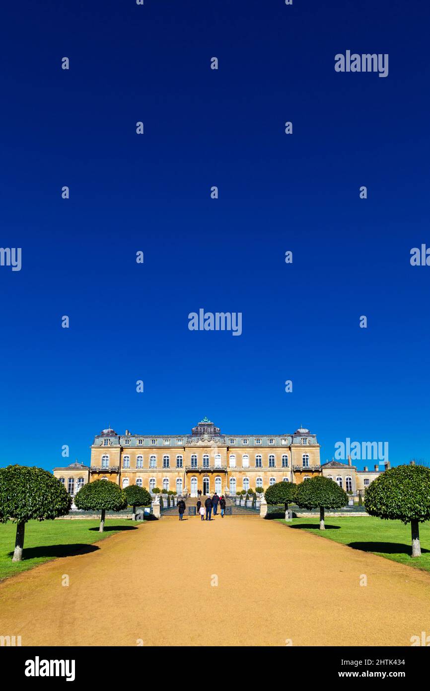 View of formal gardens and Wrest House at Wrest Park gardens, Bedfordshire, UK Stock Photo