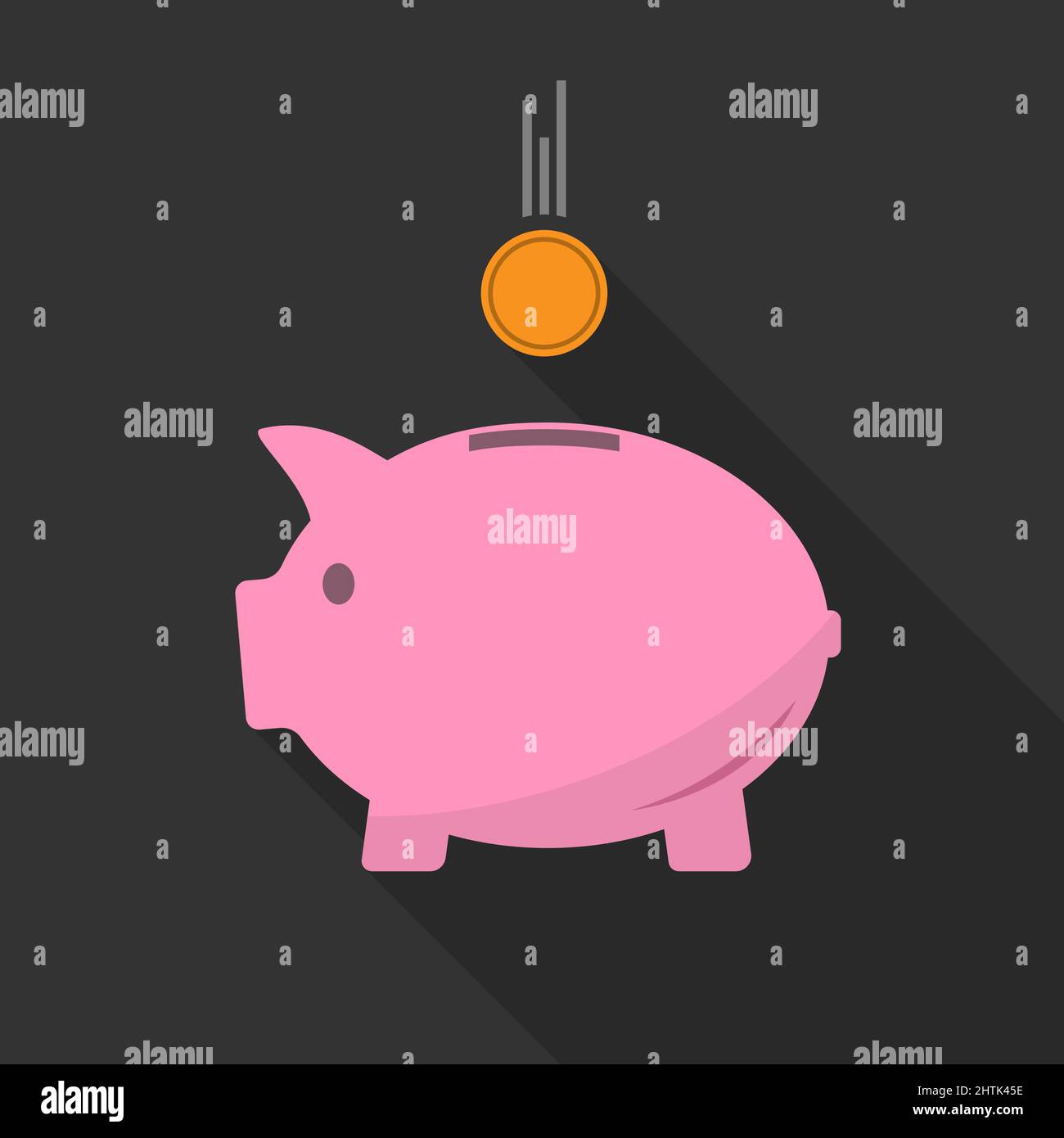 piggy bank symbol with coin, saving money and wealth, vector illustration Stock Vector