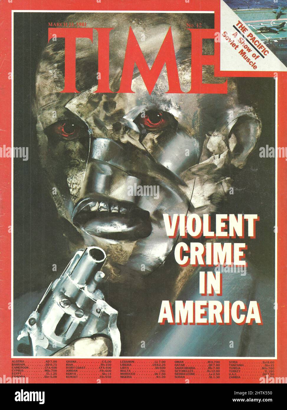 Time magazine cover March 23 1981 Violent crime in America The Pacific a show of soviet muscle Stock Photo