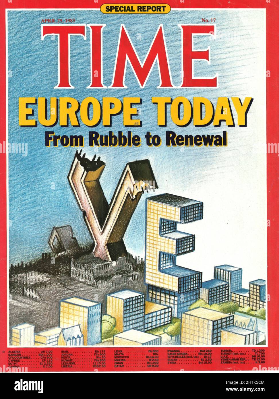 Time magazine cover April 29 1985 Special report From Rubble to renewal Stock Photo