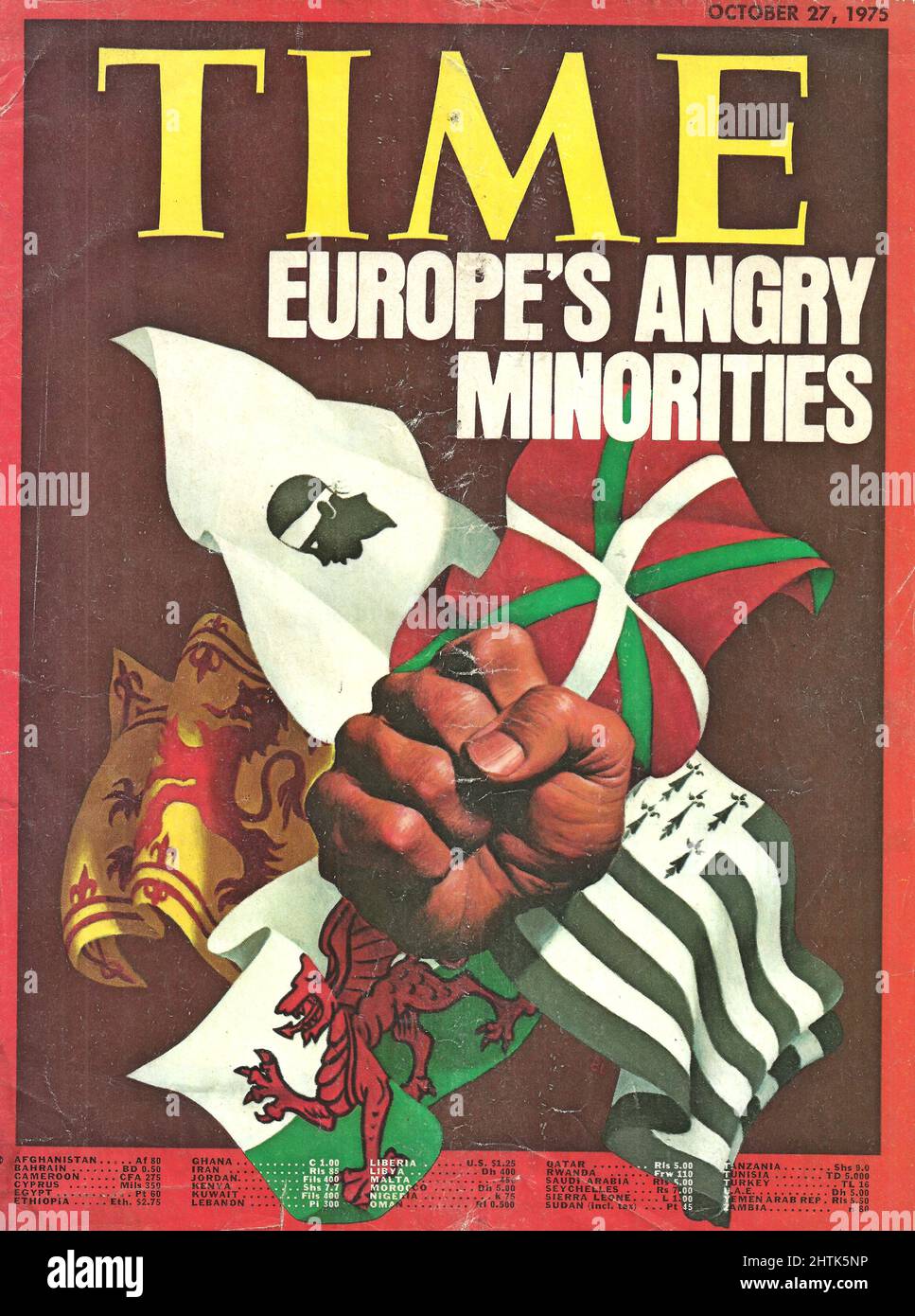 Time magazine cover October 27, 1975, Europe's angdy minorities Stock Photo
