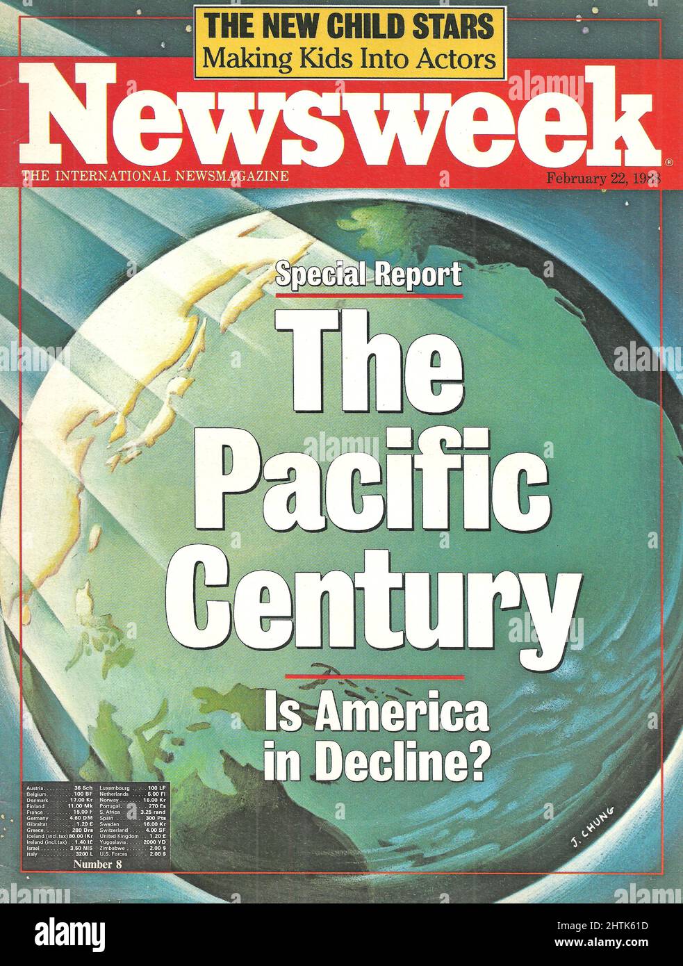 Newsweek cover  February 22 1988 Special Report The Pacific Century , illustration by J. Chung Stock Photo