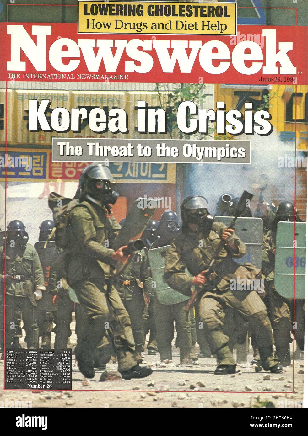 Newsweek cover June 29 1987 Korea in crisis The Threat to the Olympics Stock Photo