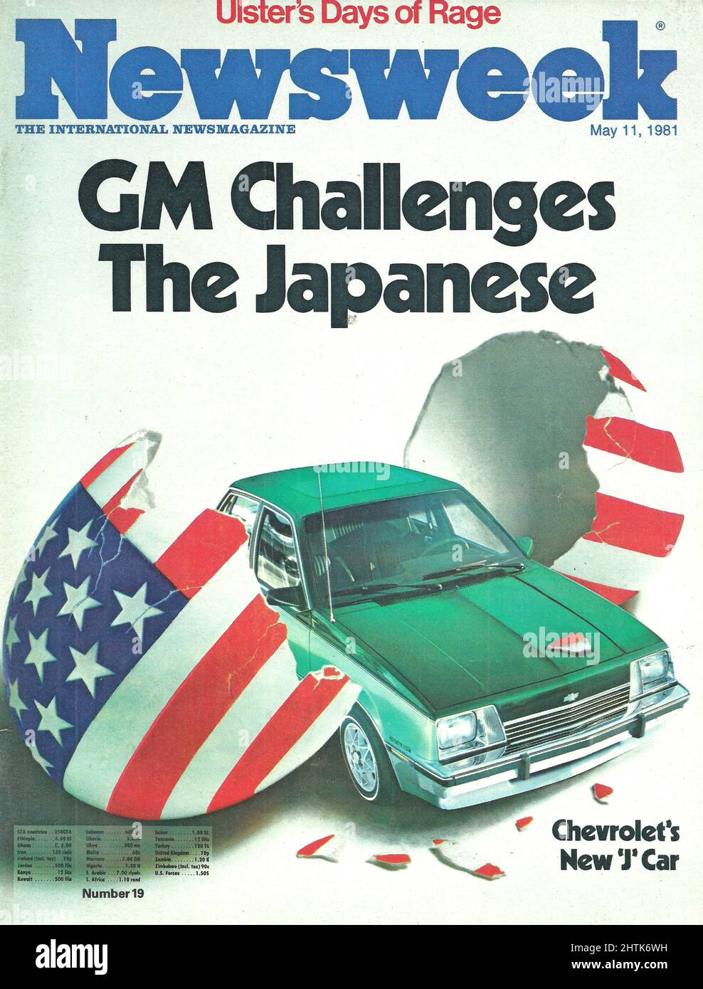 Newsweek cover May 11 1981 GM challenges the Japanese Chevrolet's New J car Ulster's day of rage Stock Photo