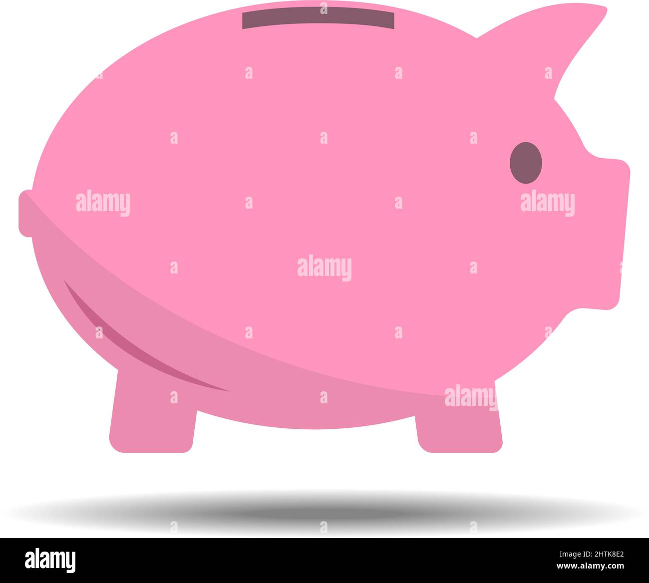 pink piggy bank isolated on white background, saving money and wealth, vector illustration Stock Vector