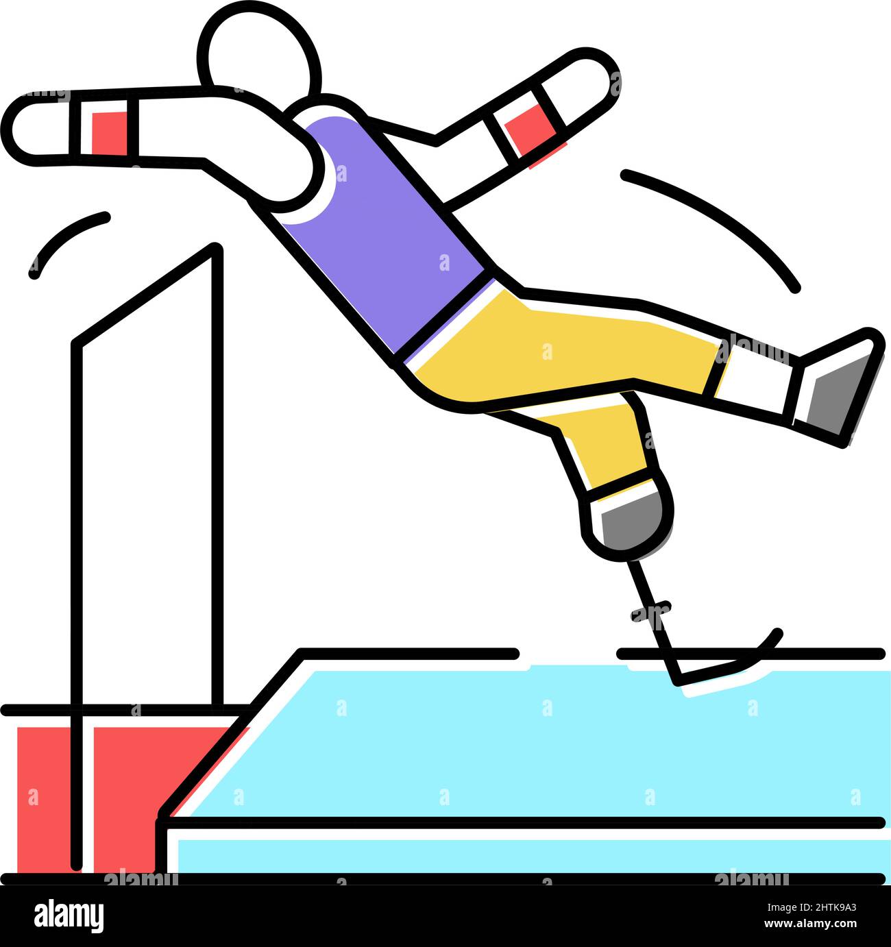 high jump handicapped athlete color icon vector illustration Stock ...