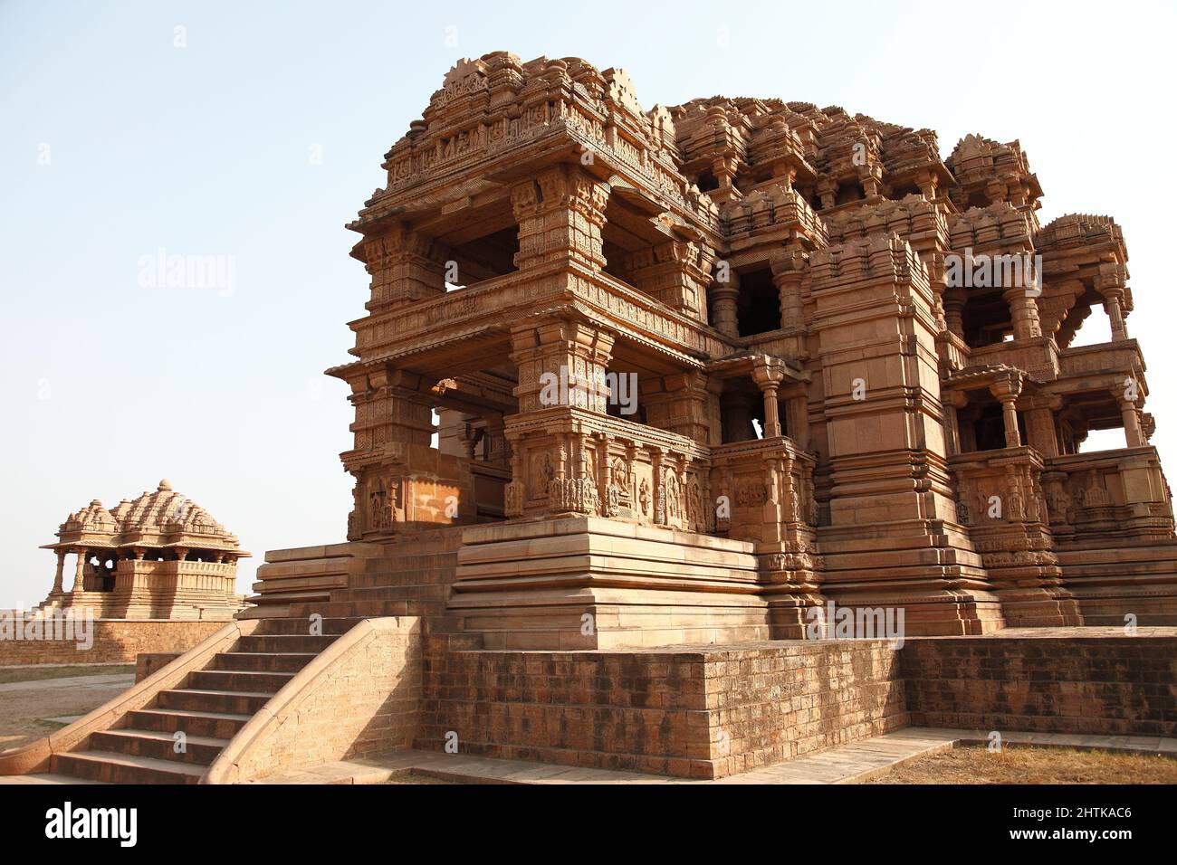 Sasbahu Temples or Mother-in-law and daughter-in-law, dating from the 11th.Century, dedicated to Vishnu and Shiva, at Gwalior in Madhya Pradesh, India Stock Photo