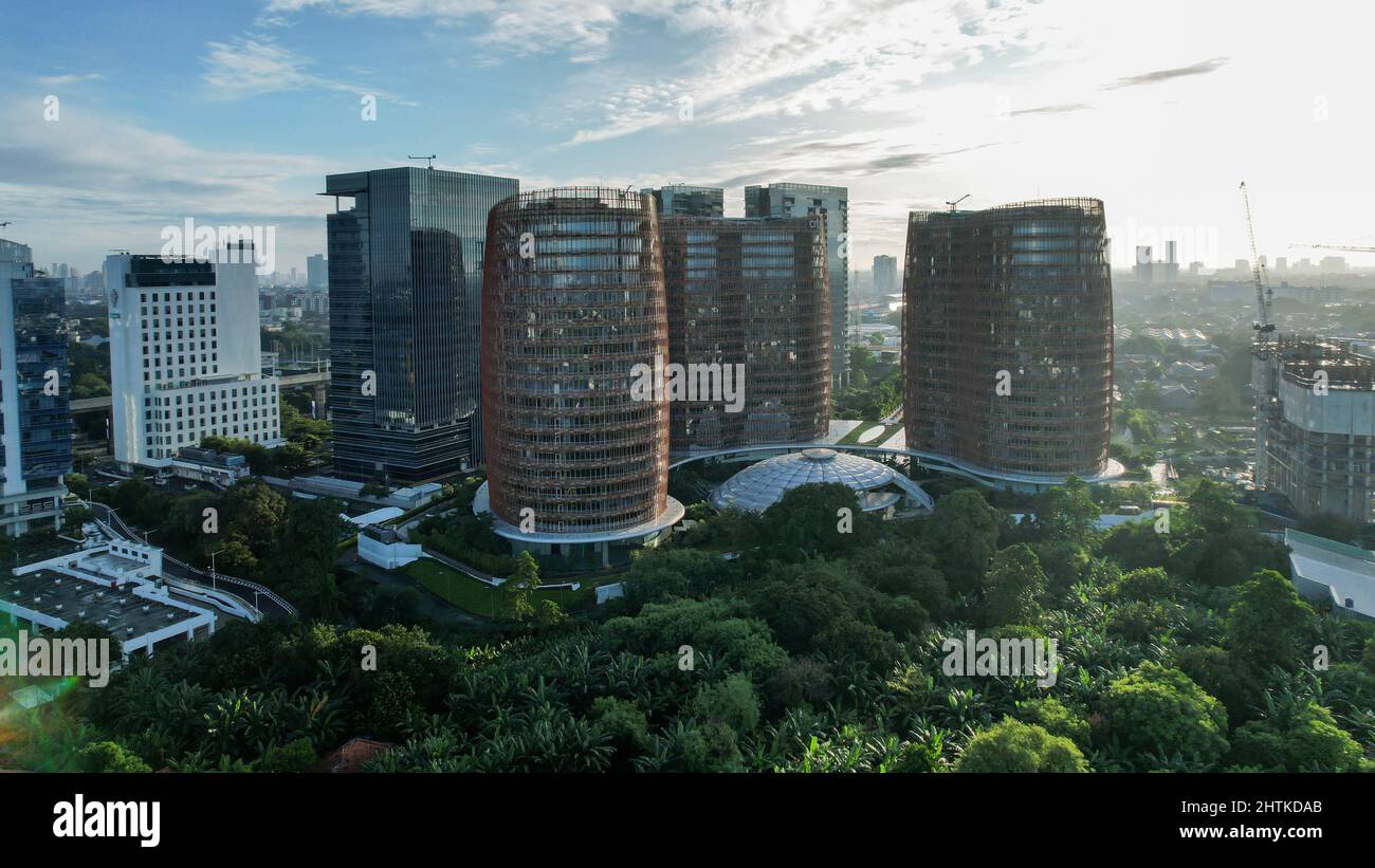 Aerial View of Iconic South Quarter Dome Building in Jakarta. Jakarta