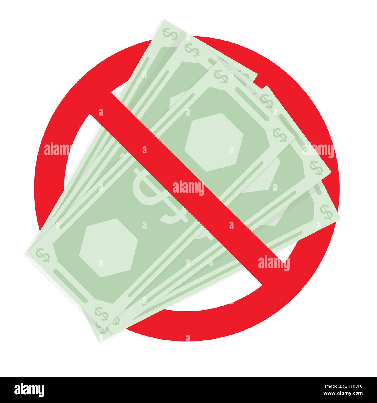 No bribe or ban pay by cash, prohibition and rule. Banknote banned, not currency cash, restrict bribe, banking information, dollar money design, no gi Stock Vector