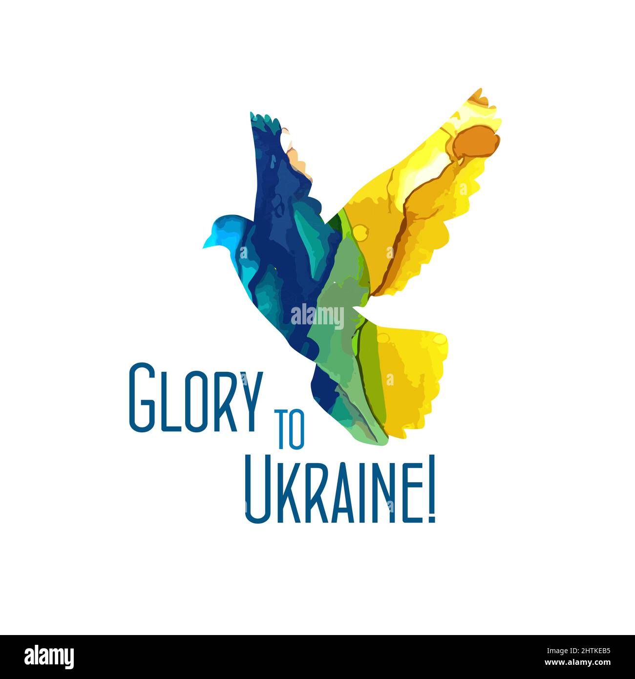 Glory to Ukraine. Abstract Peace dove blue and yellow . No war. Vector illustration Stock Vector