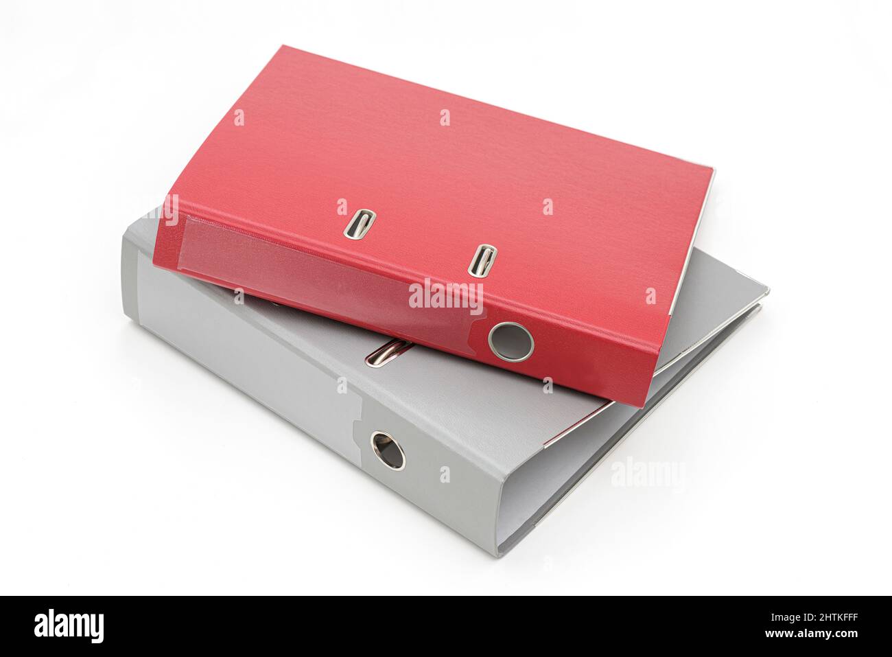 rey and red office folder on white background Stock Photo - Alamy