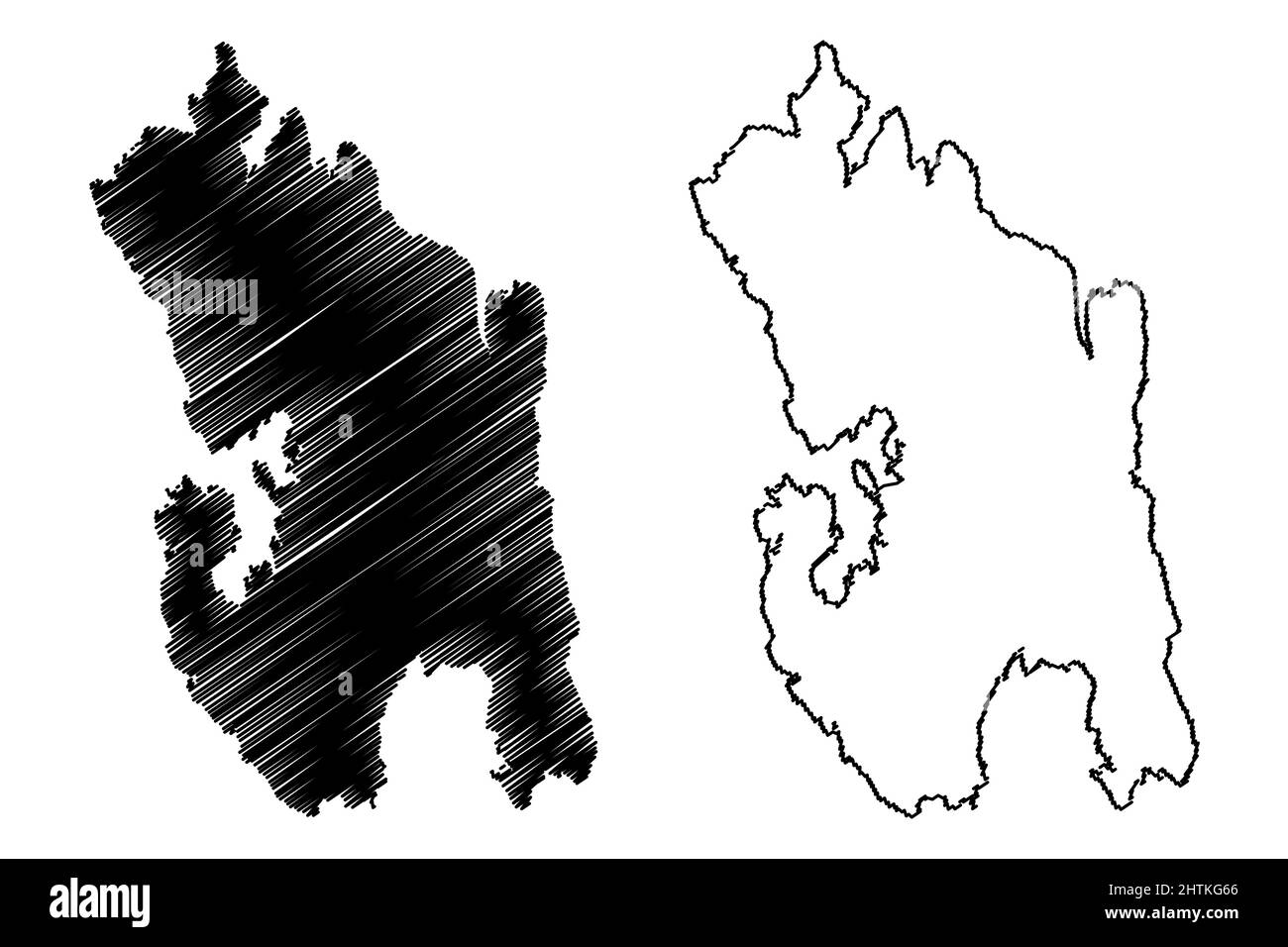 Bergo island (Republic of Finland) map vector illustration, scribble sketch Bergö map Stock Vector