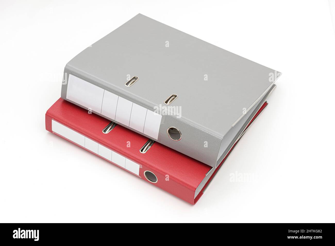 rey and red office folder on white background Stock Photo - Alamy