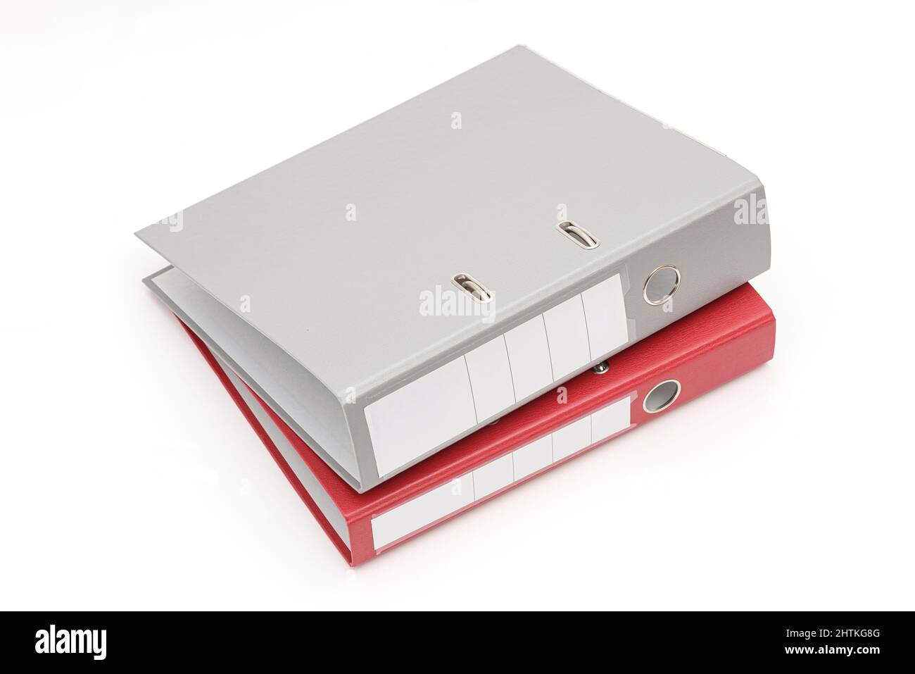 rey and red office folder on white background Stock Photo - Alamy