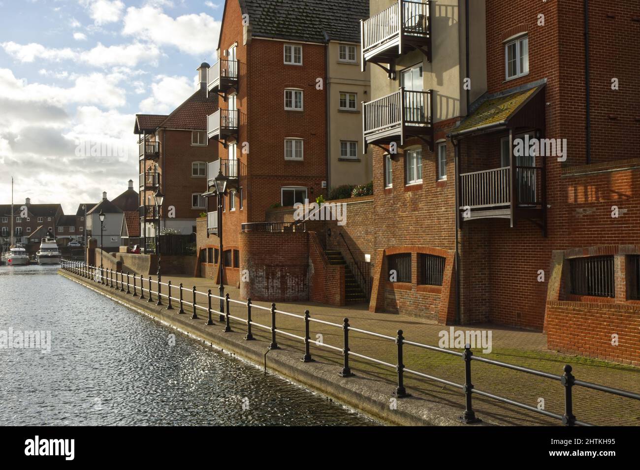 Apartment buildings on waterside at Sovereign Harbour marina in